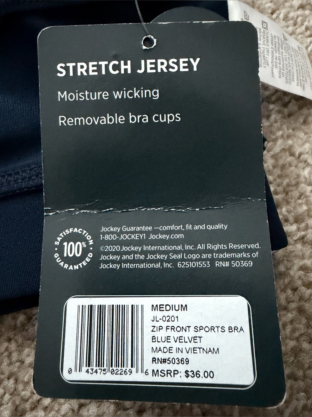 Jockey High Impact Sports Bra w/Mesh Back, Zip Front in Navy - Picture 9 of 10